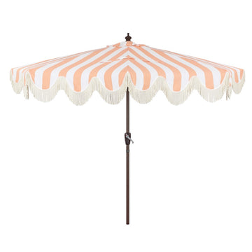 Beverly 9 ft. Designer Classic Scalloped Fringe Half Market Patio Umbrella